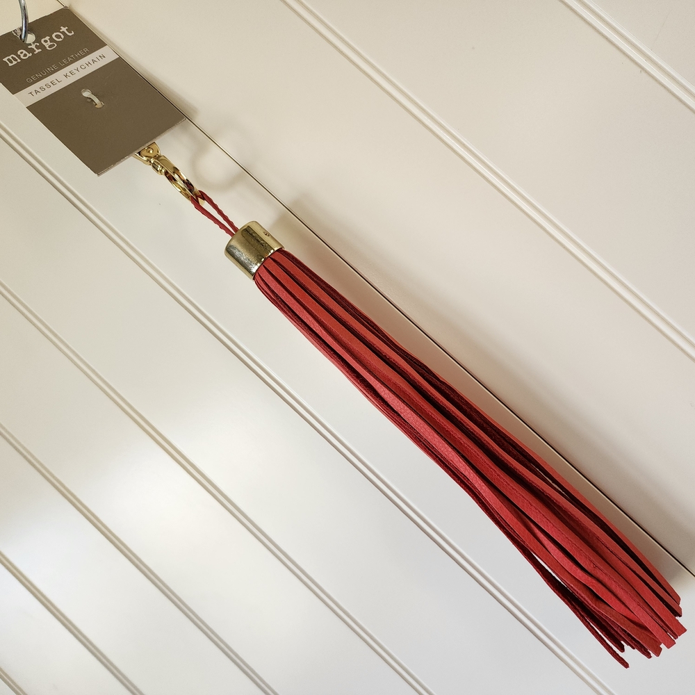 Red Leather Tassel Purse Charm/Keychain